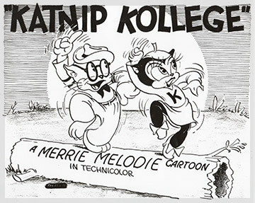 Poster 1938 cartoon, Katnip Kollege - song As Easy As Rolling Off a Log